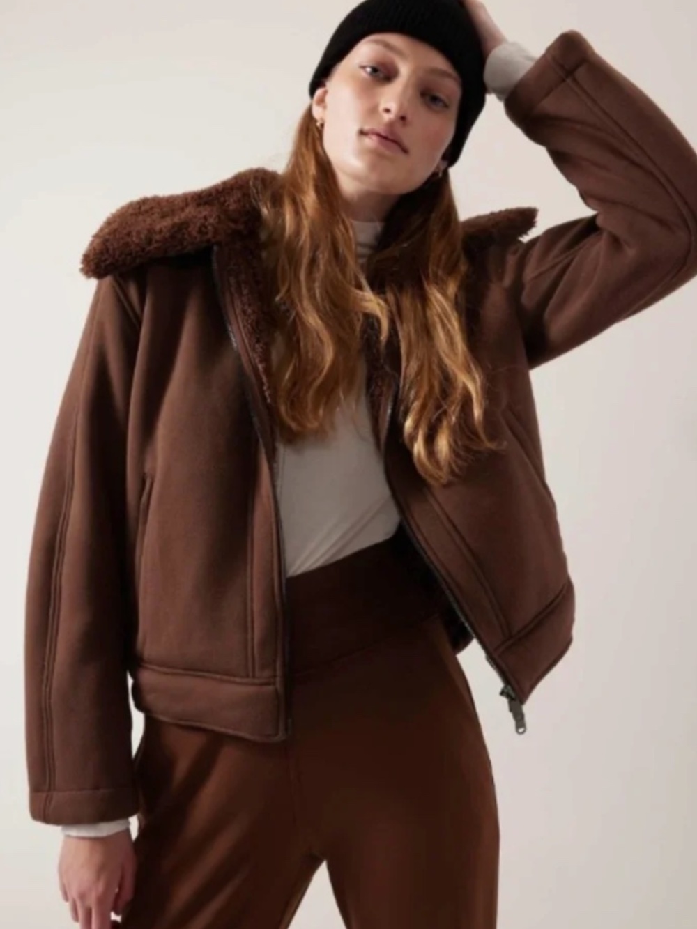 NWT ATHLETA | Westbound Sherpa Jacket In Mahogany Sz M